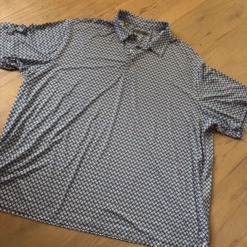 Roundtree & Yorke Performance Mens 3XB Navy Blue Shell Print Golf Polo Shirt